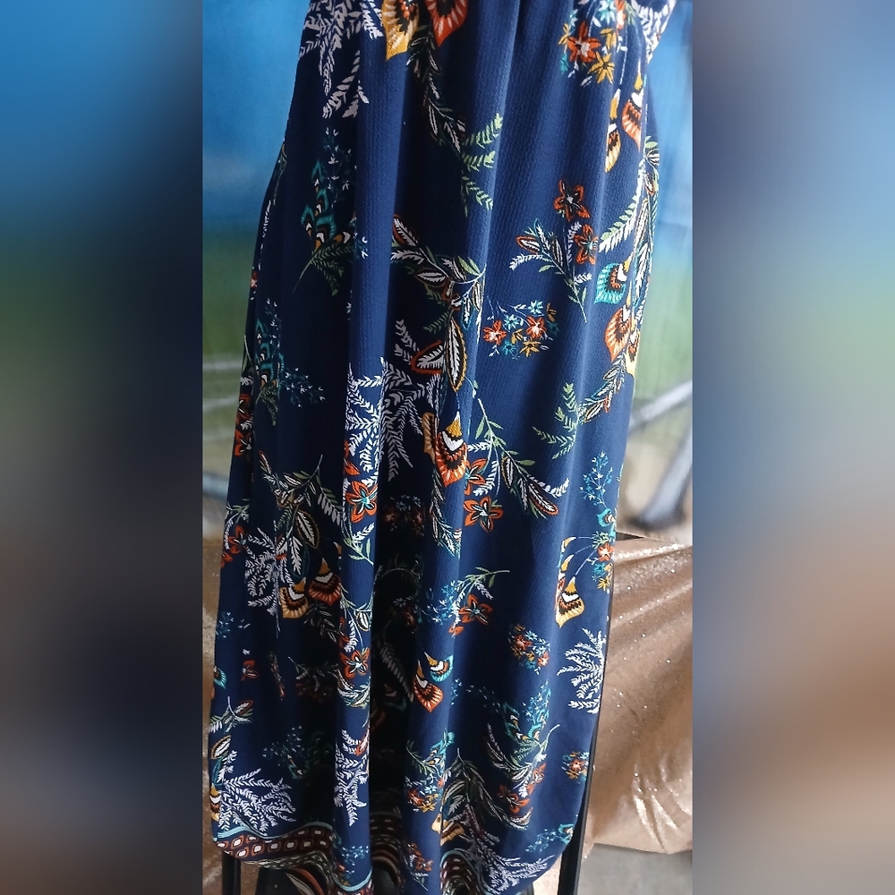 Jun Fashion Elegant Navy Floral Maxi Dress Medium - Picture 2 of 8